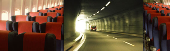 Passenger Aircraft taking off and Road Tunnel